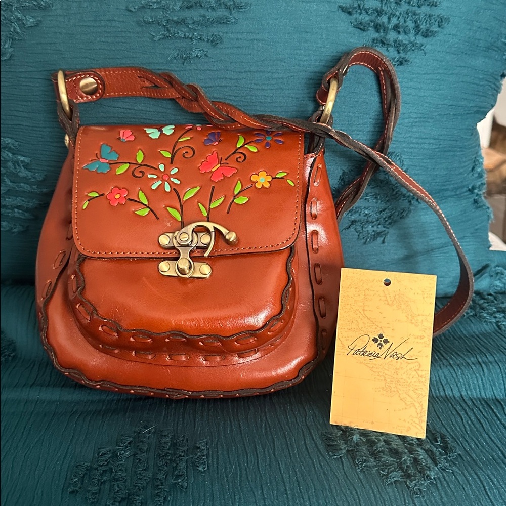 Patricia Nash Brown Crossbody Bag with Colorful Floral Design - Picture 3 of 9